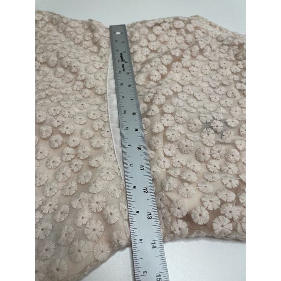 Banana‎ Republic Embroidered Floral Round Neck Peplum Top Cream Women's Size 0 - Picture 8 of 8